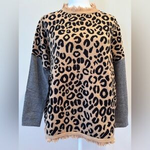 THML Animal Print Sweater Womens Medium